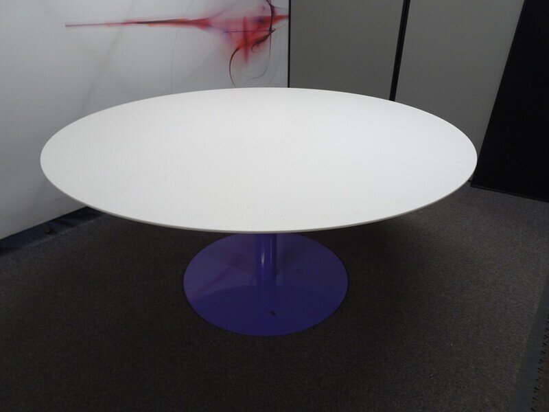 Circular Table With Base - White & Violet
