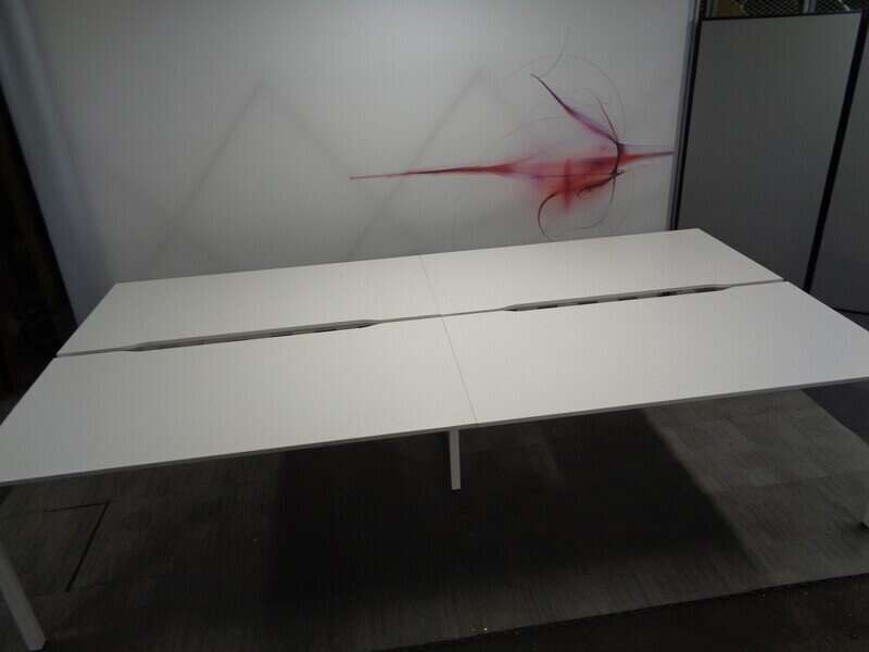 White Frame Bench Desks