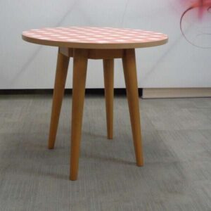 Gingham And Oak Circular Table