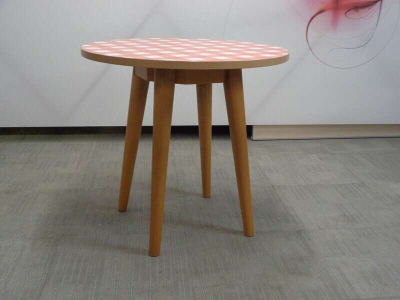 Gingham And Oak Circular Table