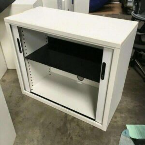 Metal Tambour Cupboard - White