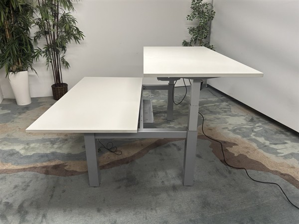 Electric Back To Back Sit Stand Desks - White