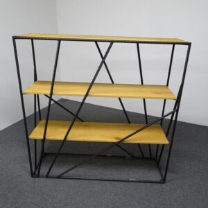 Oak Shelving Unit With Iron Frame