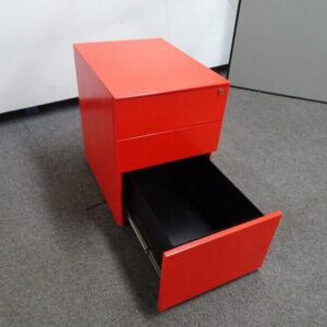 Metal 3 Drawer Pedestal - Red