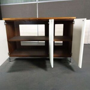 3 Door Credenza - Walnut & White