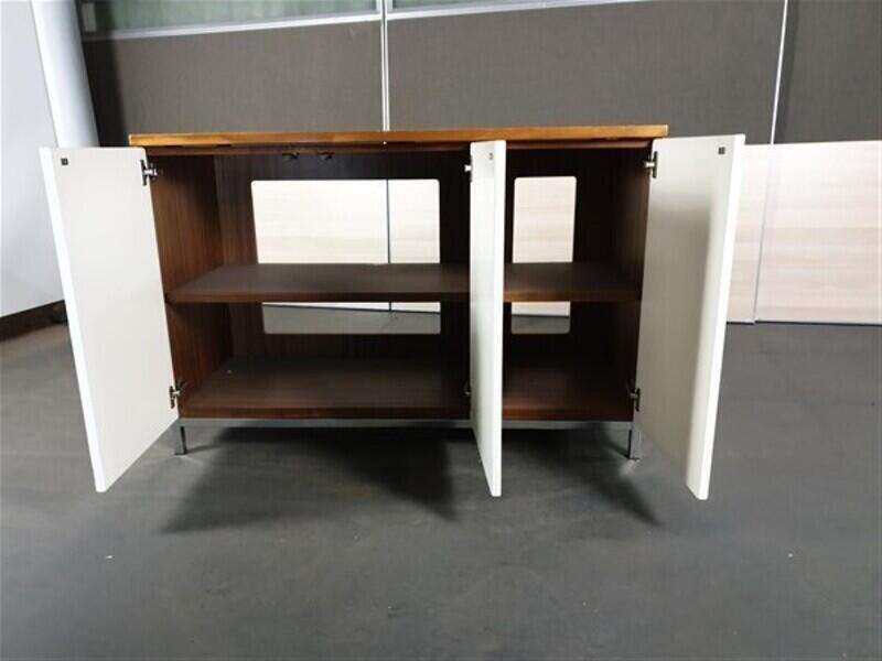 3 Door Credenza - Walnut & White