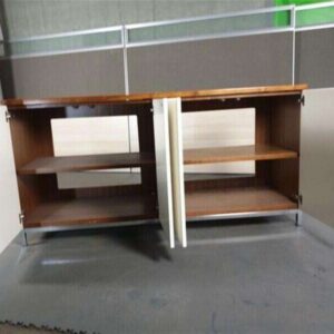 Walnut Surround 4 Door Credenza - White