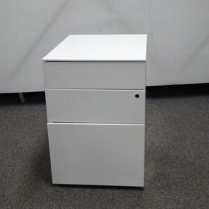 3 Drawer Metal Pedestal - White