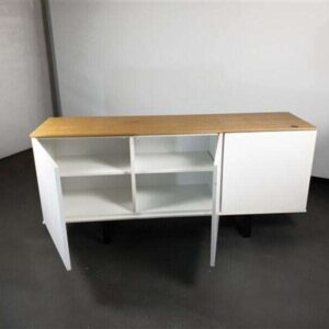 Credenza With Oak Top - White & Oak