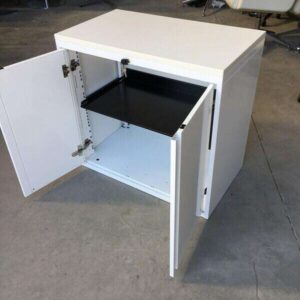 Desk High Cupboards With Wooden Top - White