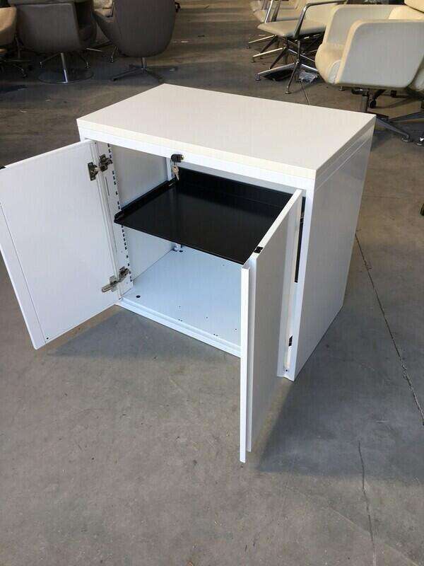 Desk High Cupboards With Wooden Top - White